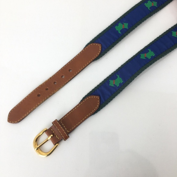 Scotty Dog Belt Blue Green Brown Leather Scottish Terrier - Picture 2 of 12